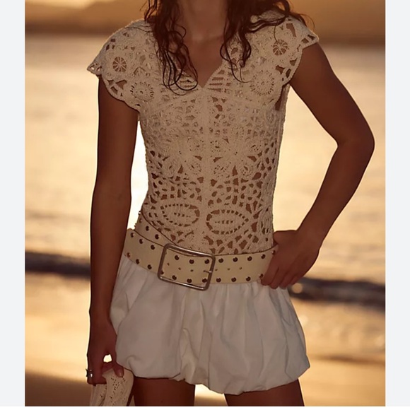 FP Movement by Free People Crochet Lace Mini Dress in Cream - Picture 5 of 5